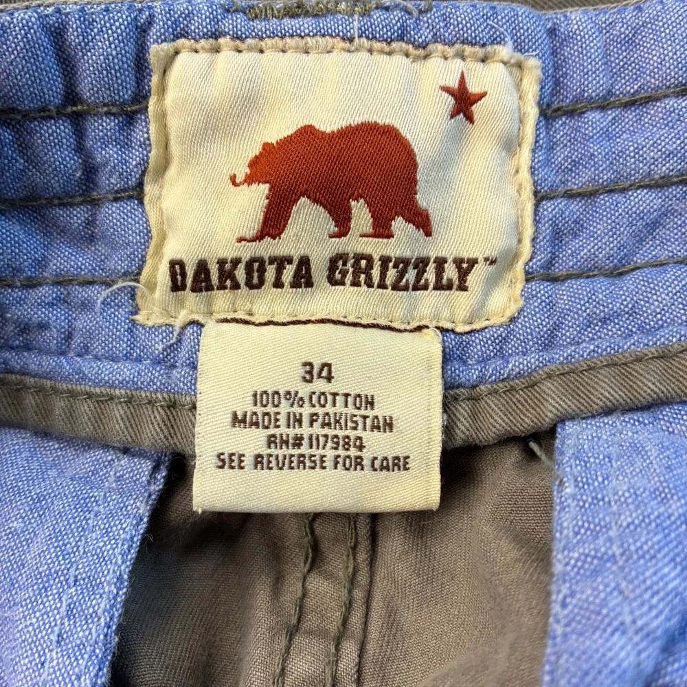 Dakota Grizzly Mens Cotton Cargo Shorts 34 Grey Olive Utility Gorpcore Hiking